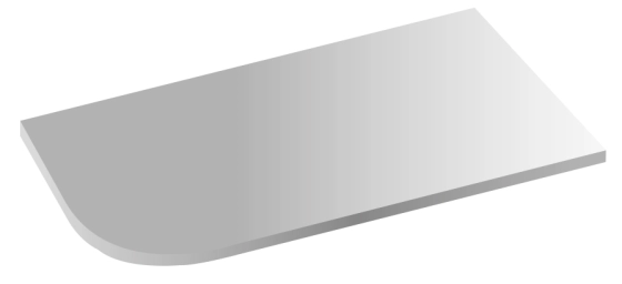Schéma d'angle arrondi inférieur à 50 mm pour table